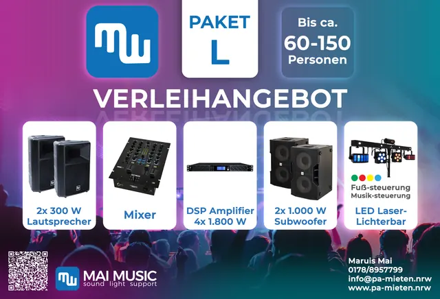Verleihangebot Paket L für 60–150 Personen