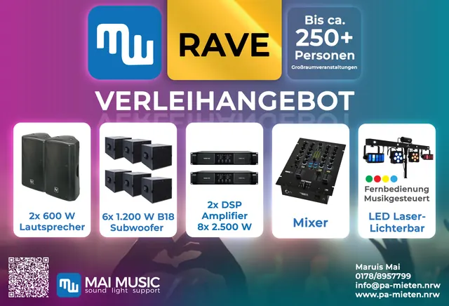Verleihangebot Paket RAVE für 250+ Personen