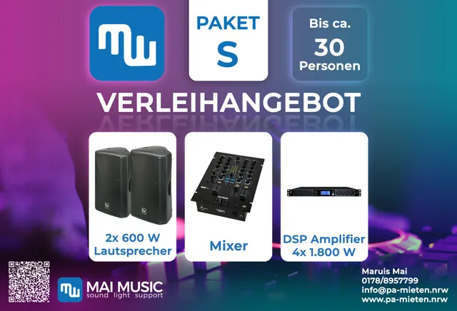 Verleihangebot Paket S für bis ca. 30 Personen